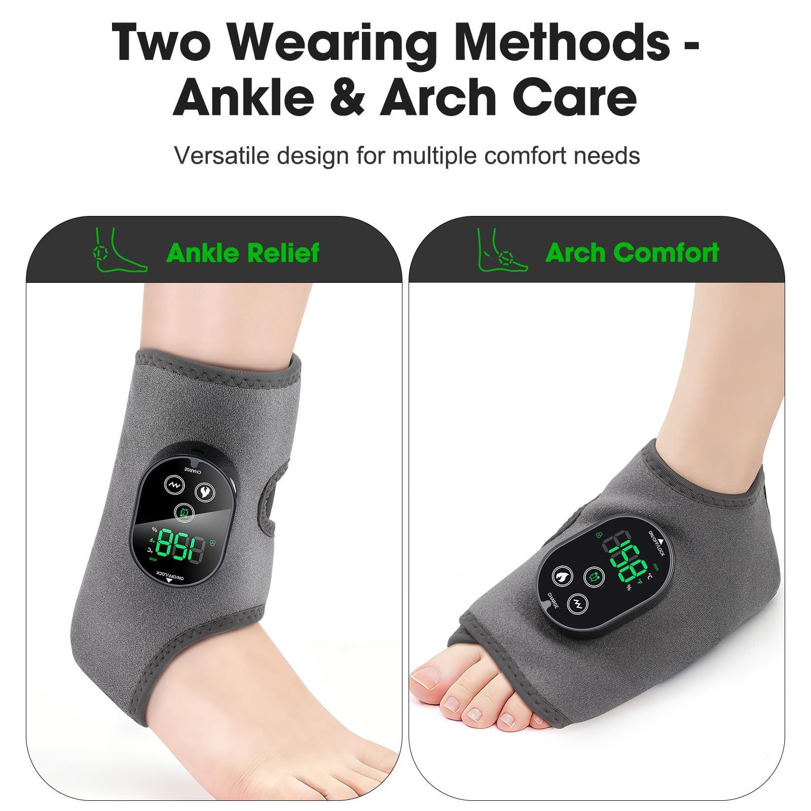 Cordless Foot Ankle Massager for Pain Relief, Ankle Heating Pad with Massage,…