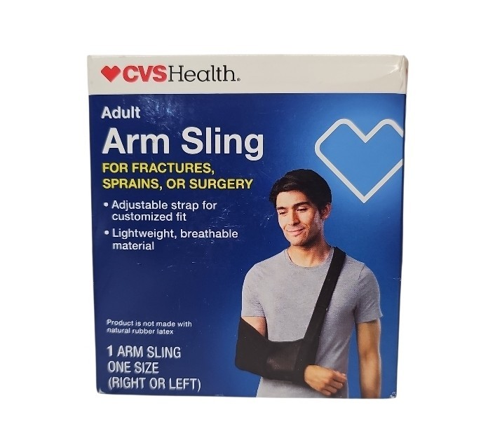 New & Improved Arm Sling Adjustable Strap Black One Size Right Or Left CVS Brand