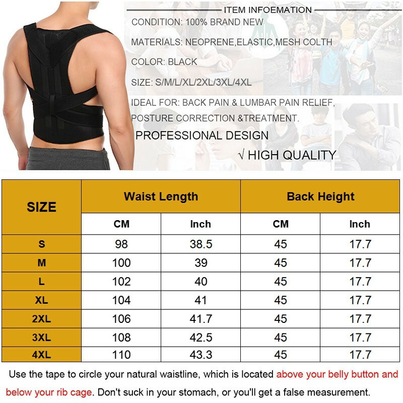Back Brace Posture Corrector Full Back Support Belts for Upper and Lower Soft US