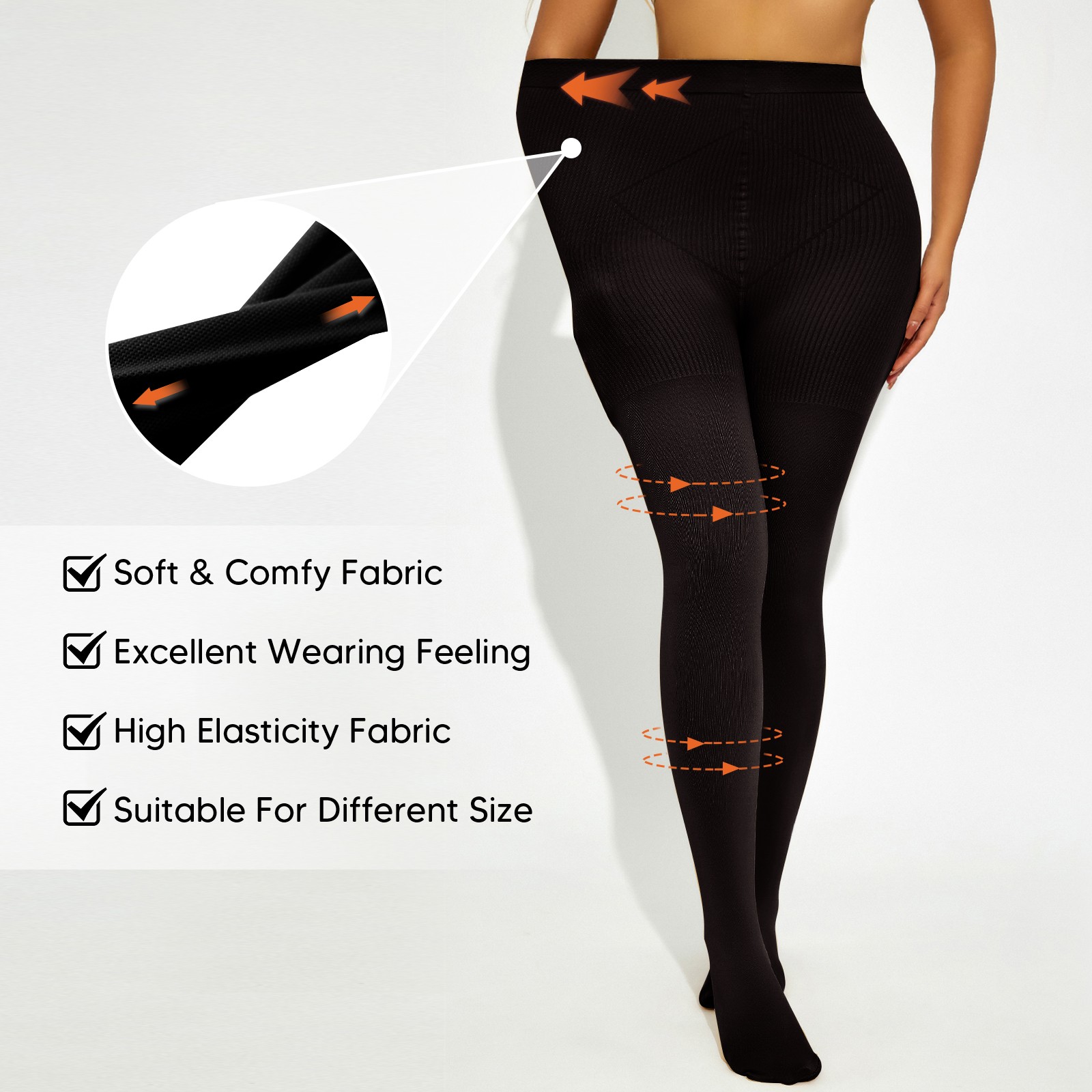15-20 mmHg Compression Pantyhose for Women – High Waist Light Support Tights