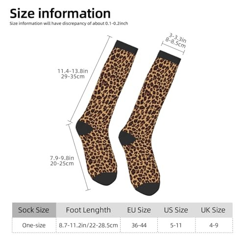 Unisex Novelty Socks for Women Men Teens Soft Knee High Crew One Size Leopard