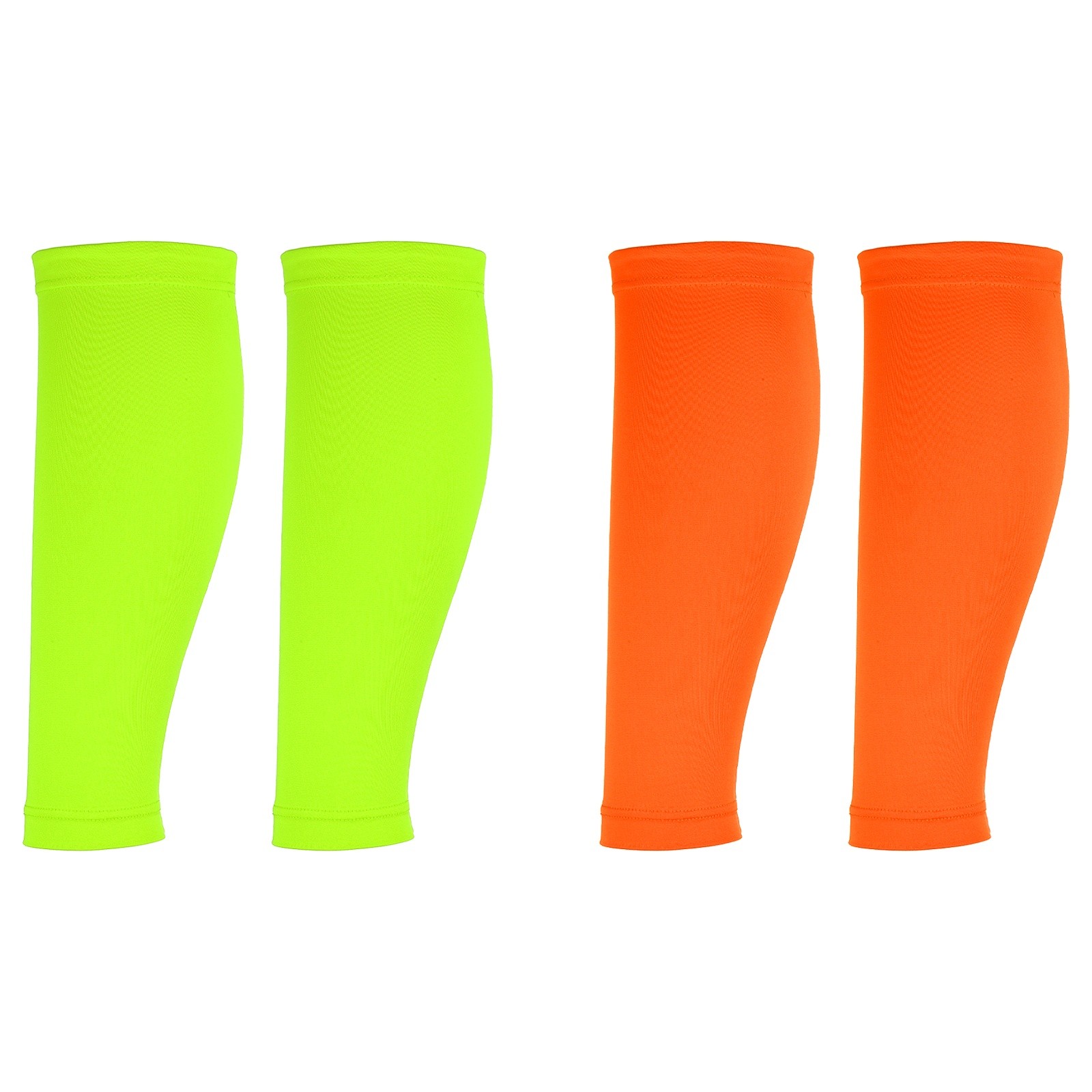 2Pair Sun Protection Leg Sleeves with Anti-slip Silicone Strips, Orange/Green