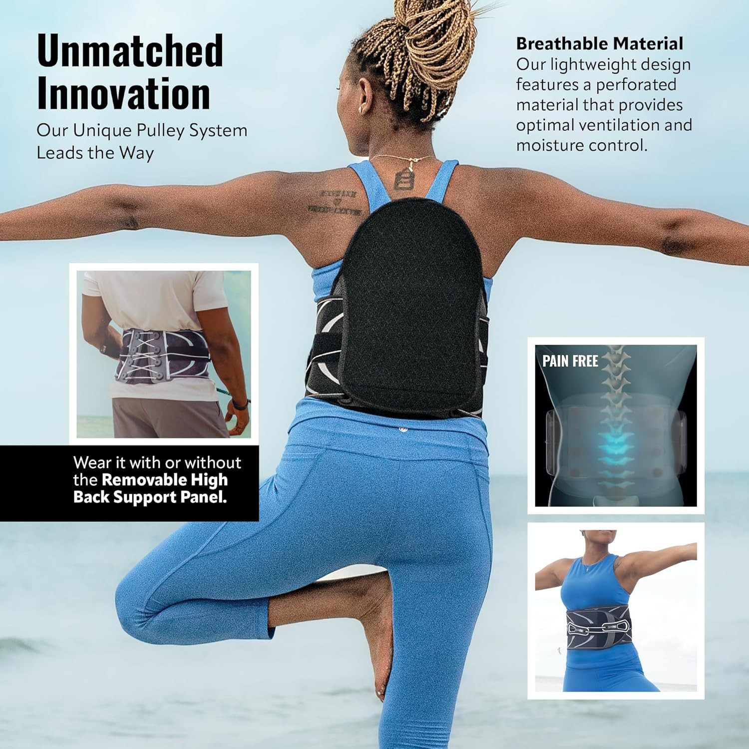 Baktec Universal High Back Brace for Lower Back Pain & Posture Support