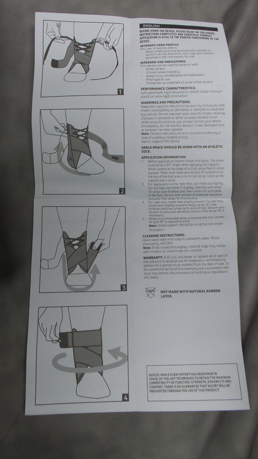 Procare Stabilizing Ankle Lacing Support, Medium, Black, Right or Left #79-81355