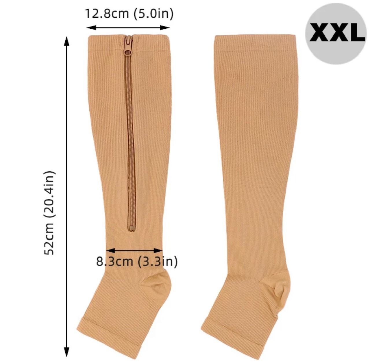 BSOS Zipper Compression Socks, Easy On, 1 Pair, 20-30mmgh, Medical Grade