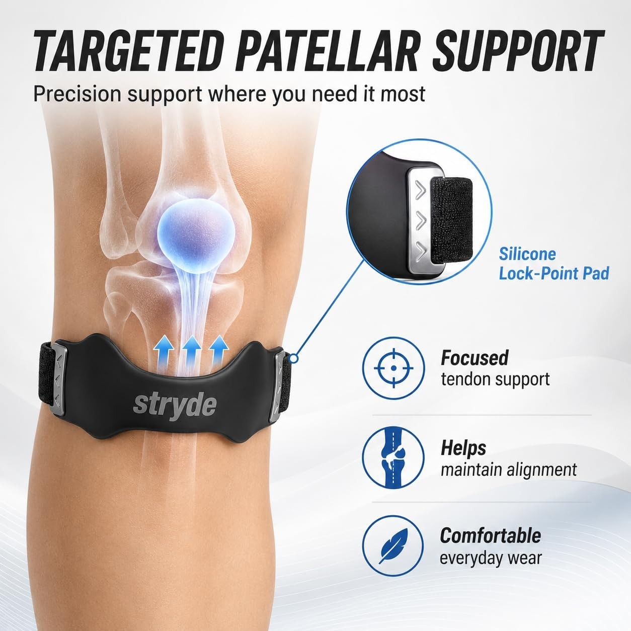 Stryde Precision Knee Strap – Premium Stryde Knee Strap with Silicone Lock-Po…