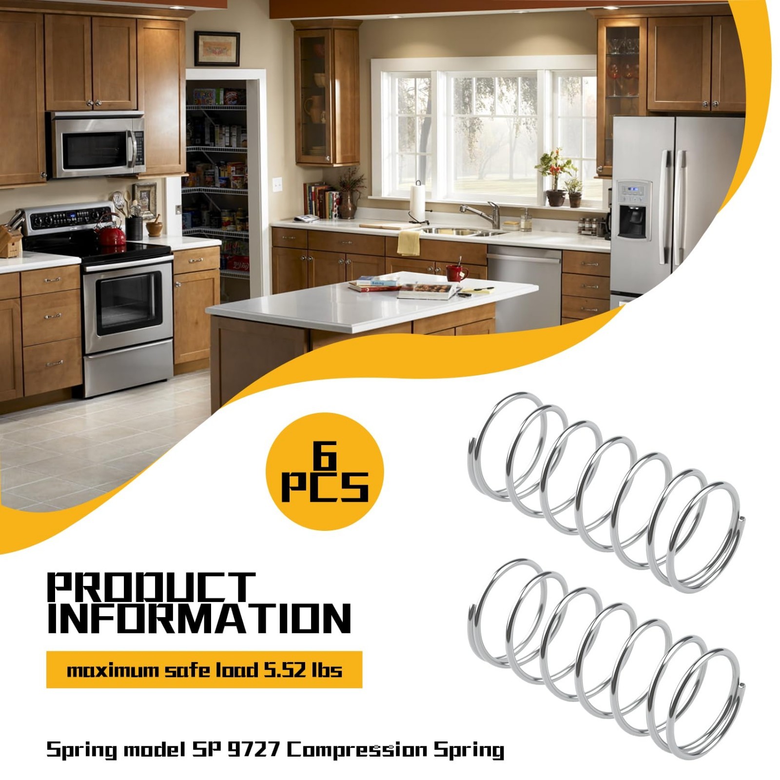 Compression Spring 5/8″ OD x 1.5″ Length, 0.041″ Wire, Durable Steel, Pack of 6