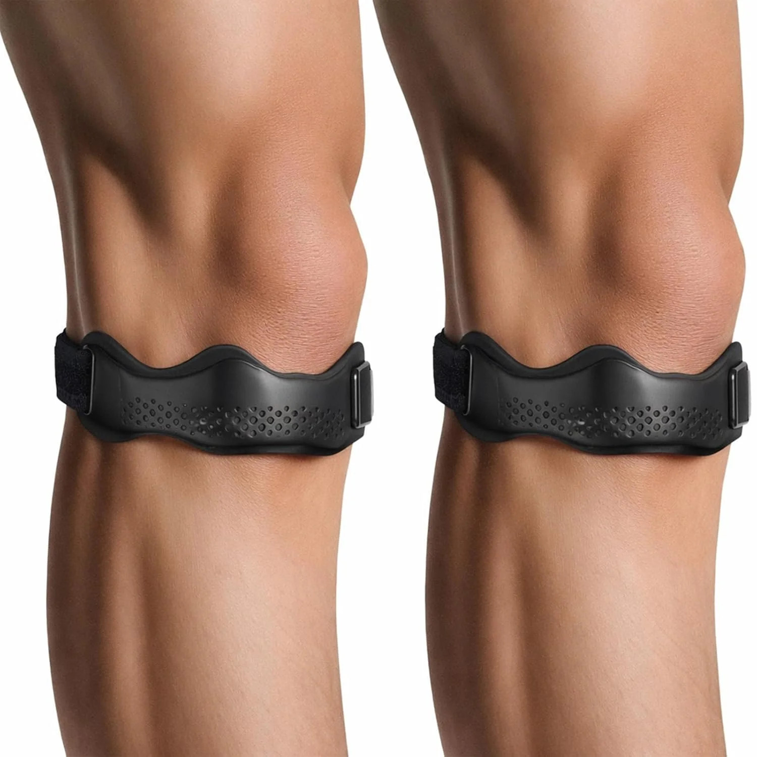 Silicone Patellar Tendon Support Strap 2-Pack, Knee Brace for Women Men, Adju…