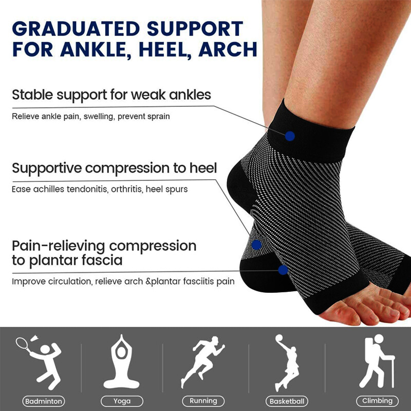 Compression Socks Heel Ankle Support Sleeve Open Toe Plantar Fascitis Foot Pain