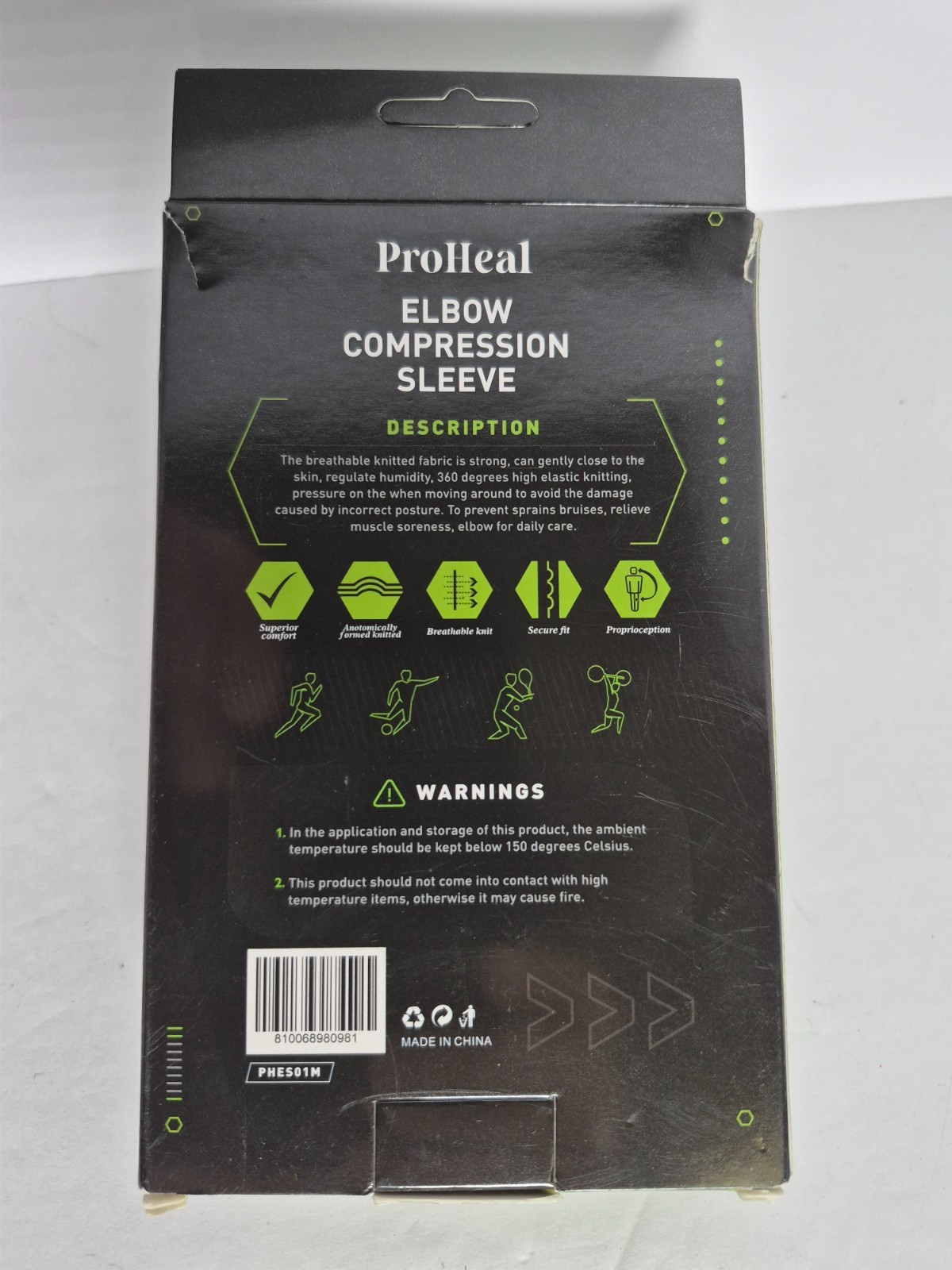 ProHeal Elbow Compression Sleeve Medium Support for Tendonitis Tennis Golf Gym