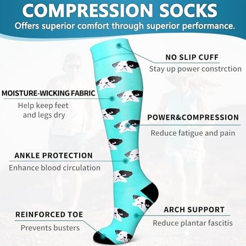Bluemaple 6 Pack Copper Compression Socks for Women and Men Circulation-Best …