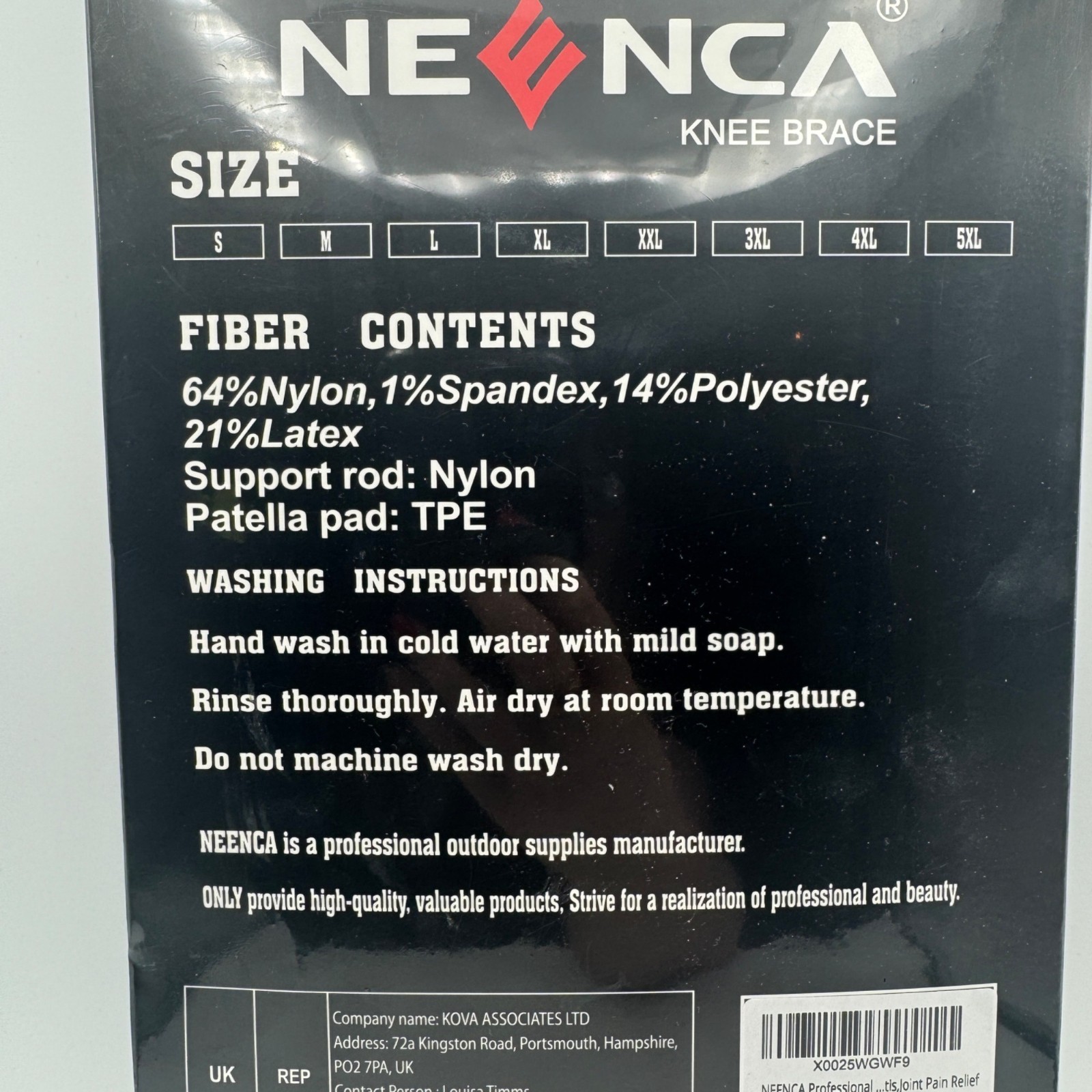Neenca Knee Brace Sports Protection Series L Grey Nylon Latex