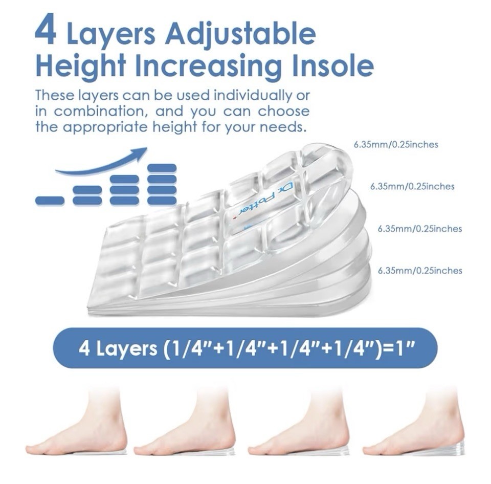 Adjustable Heel Lift Inserts Transparent Color Size Large