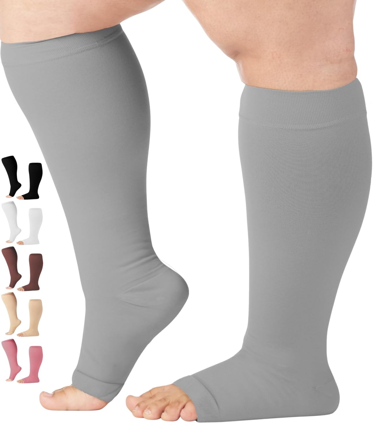 Toeless Compression Socks Women Men 20-30 mmHg Open Toe Support AB211 PC