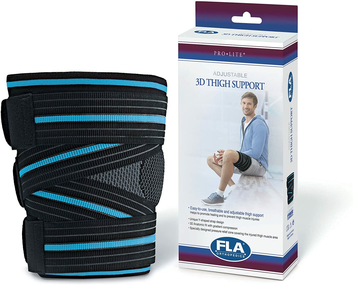FLA 2X-Large Prolite 3D Thigh Support Braces Black/Blue
