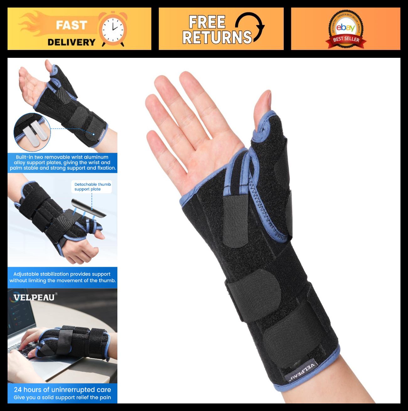 Carpal Tunnel Wrist Brace with Thumb Stabilizer – Night Support for Pain Relief,