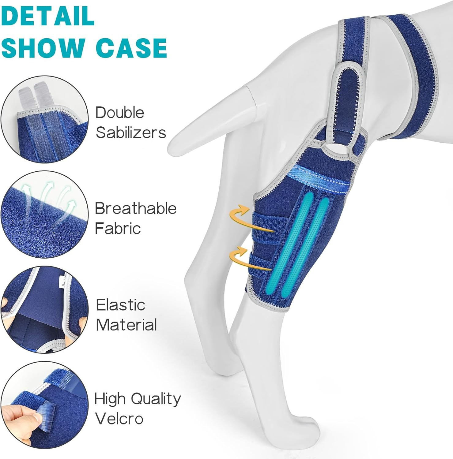 Dog Knee Brace for Torn ACL Hind Leg – Support Dog Leg Brace for Back Leg with 2
