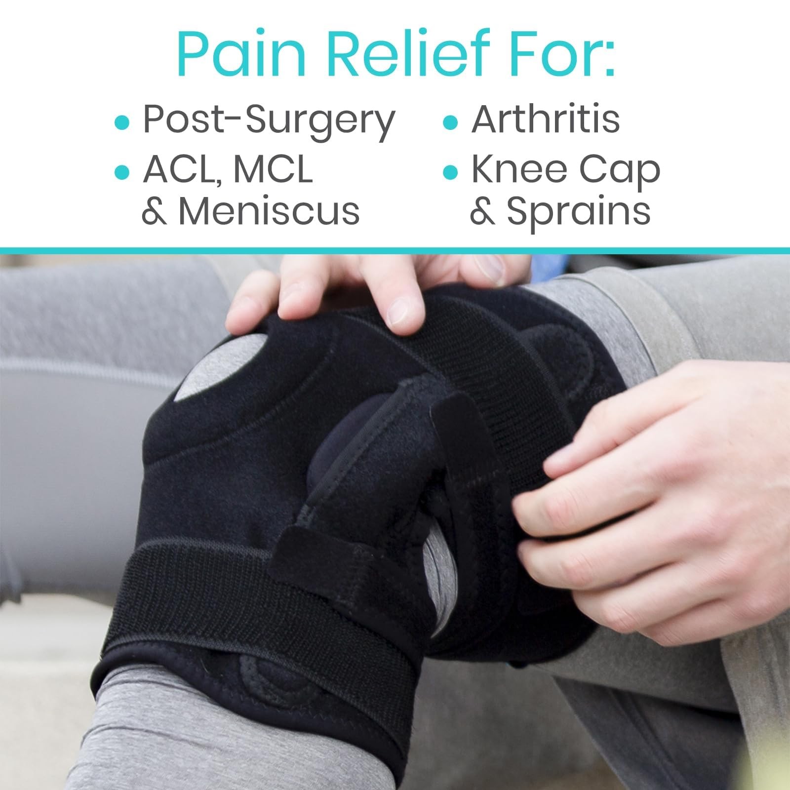 Vive Hinged Knee Brace (2 Pack) – Relieves ACL, MCL, Meniscus Small, Black