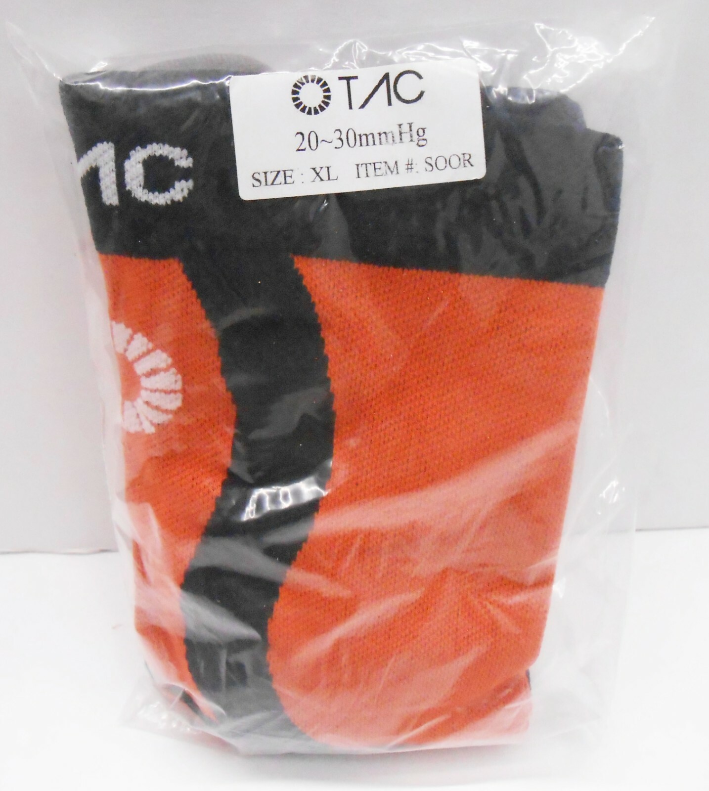 TAC Compression 20-30 mmHg Socks (Pumpkin Orange and black) Size: XL
