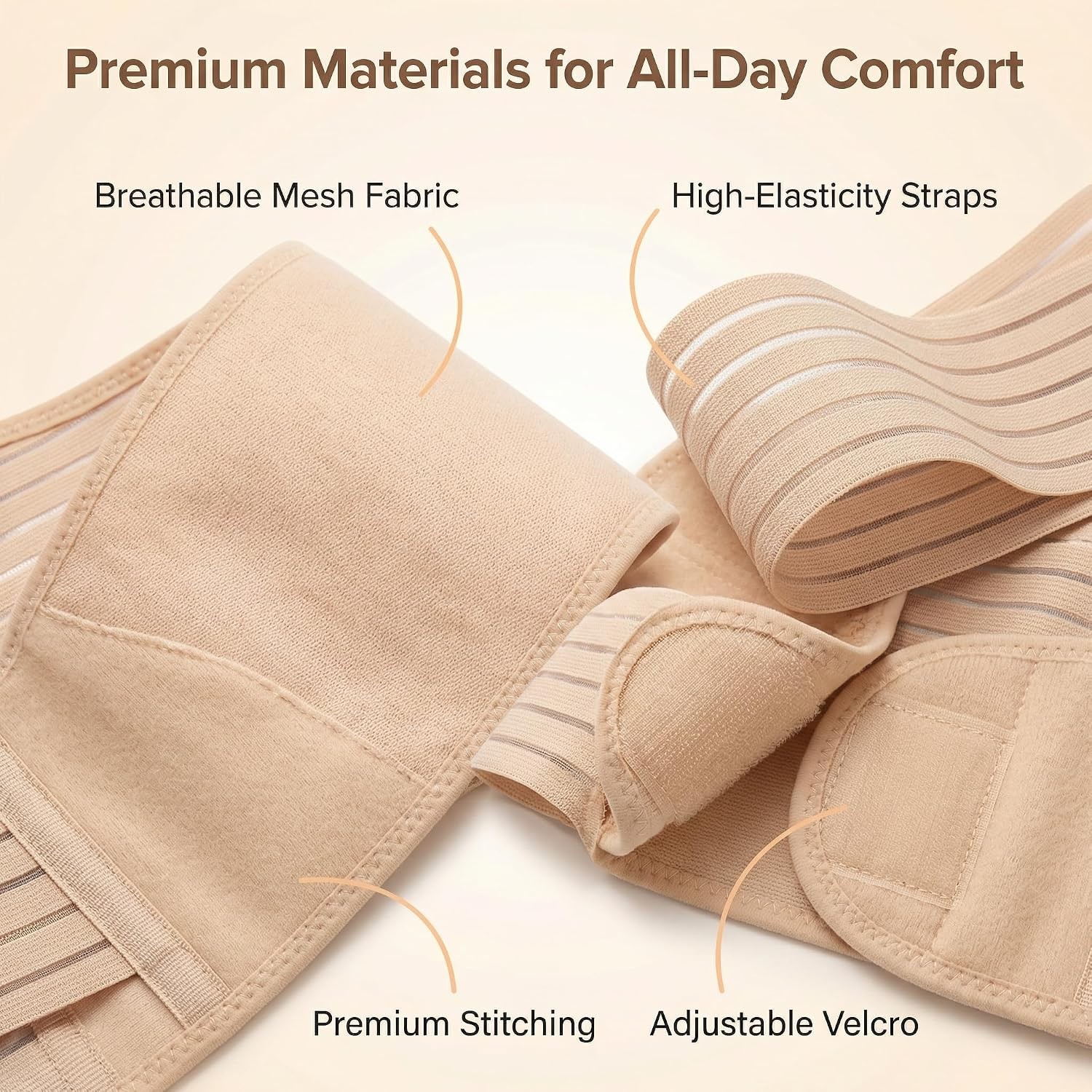 Maternity Belly Band Pregnancy Support Belt Beige Large 3 in 1 Pregnancy Support