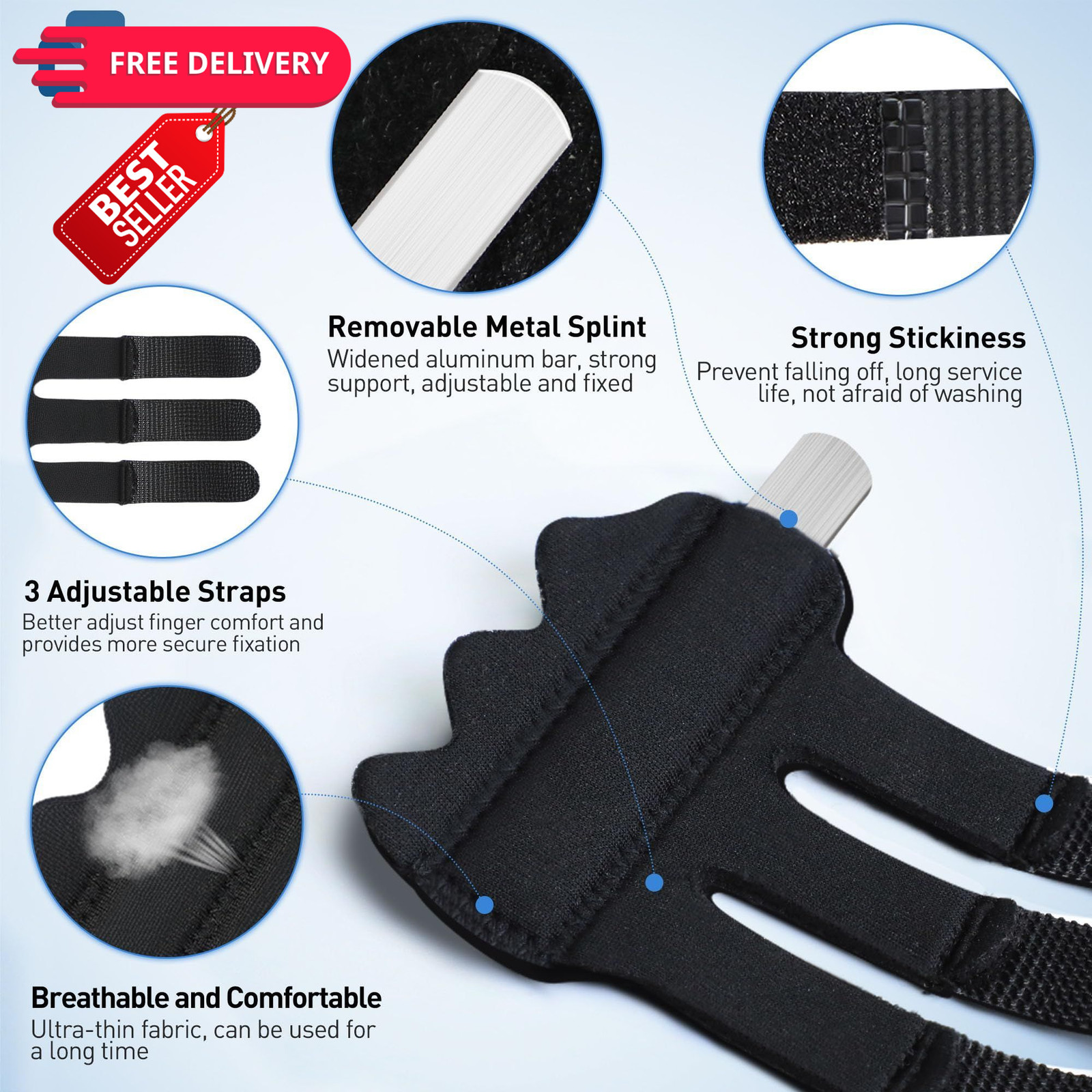 Medineed 2PCS Finger Ice Pack & Trigger One Size, Blue+Black