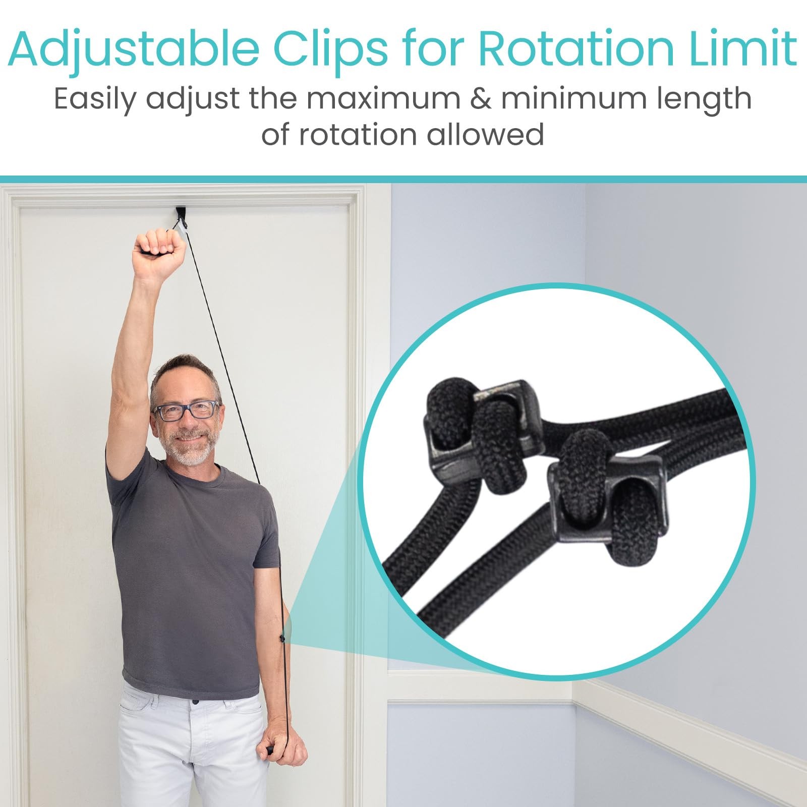 Vive Shoulder Pulley for Physical Therapy – Over Fabric Door Anchor, Black