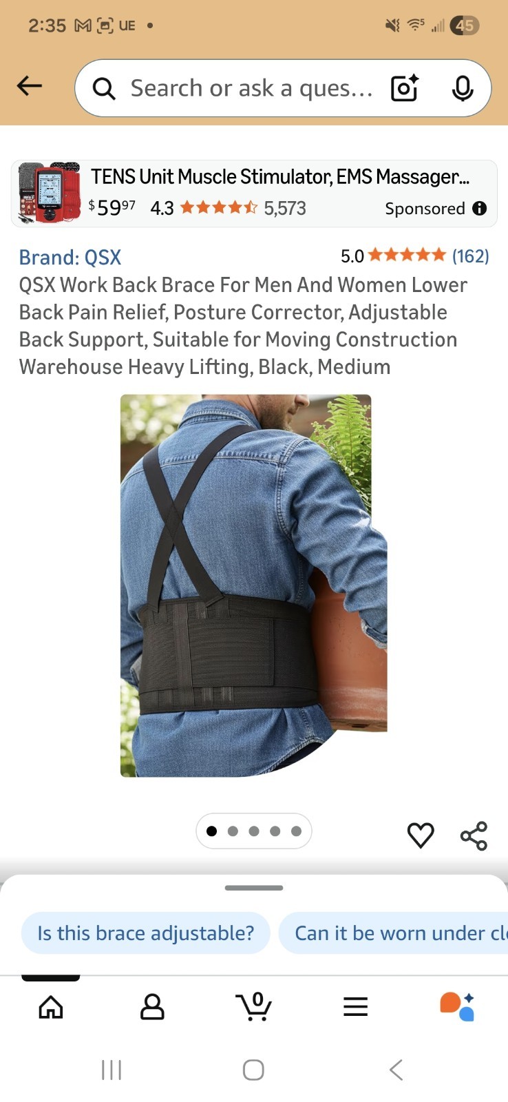 QSX Work Back Brace For Men And Women Lower Back Pain Relief, Postu… Fast Ship