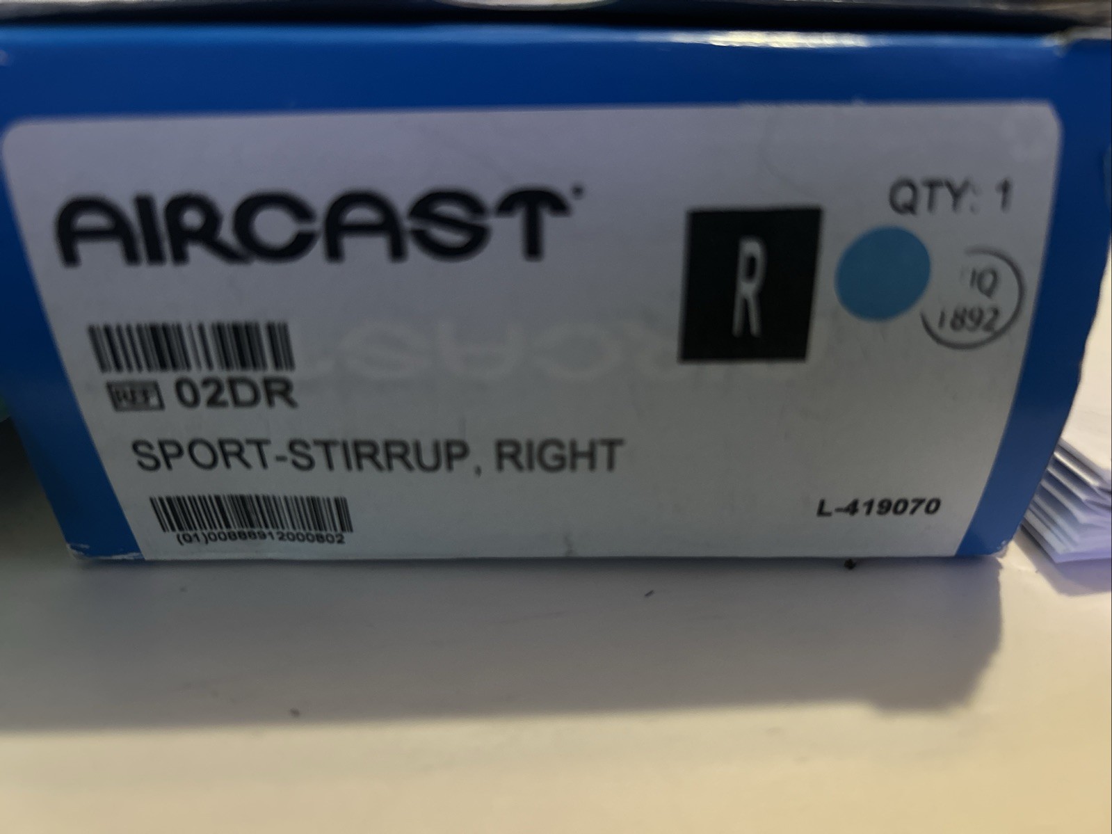 Aircast Air-Stirrup Ankle Brace, Right, Large L-419070[02DR] BRAND NEW