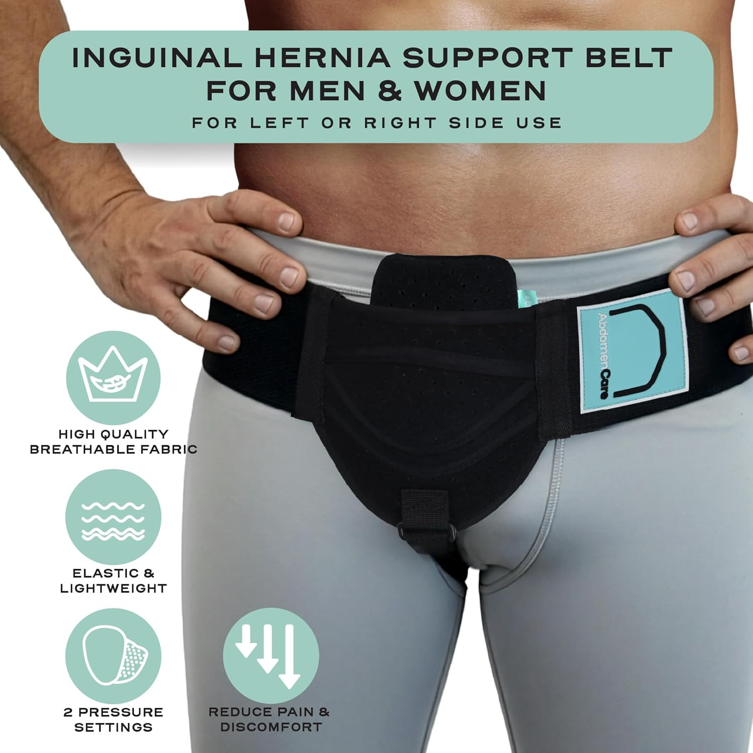 Inguinal Hernia Support Belt for Men & Women with 2 Compression Pads – Hernia…