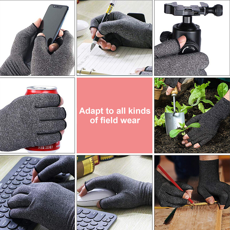 Pair Copper Anti Arthritis Gloves Hand Support Pain Relief Finger Compression P6