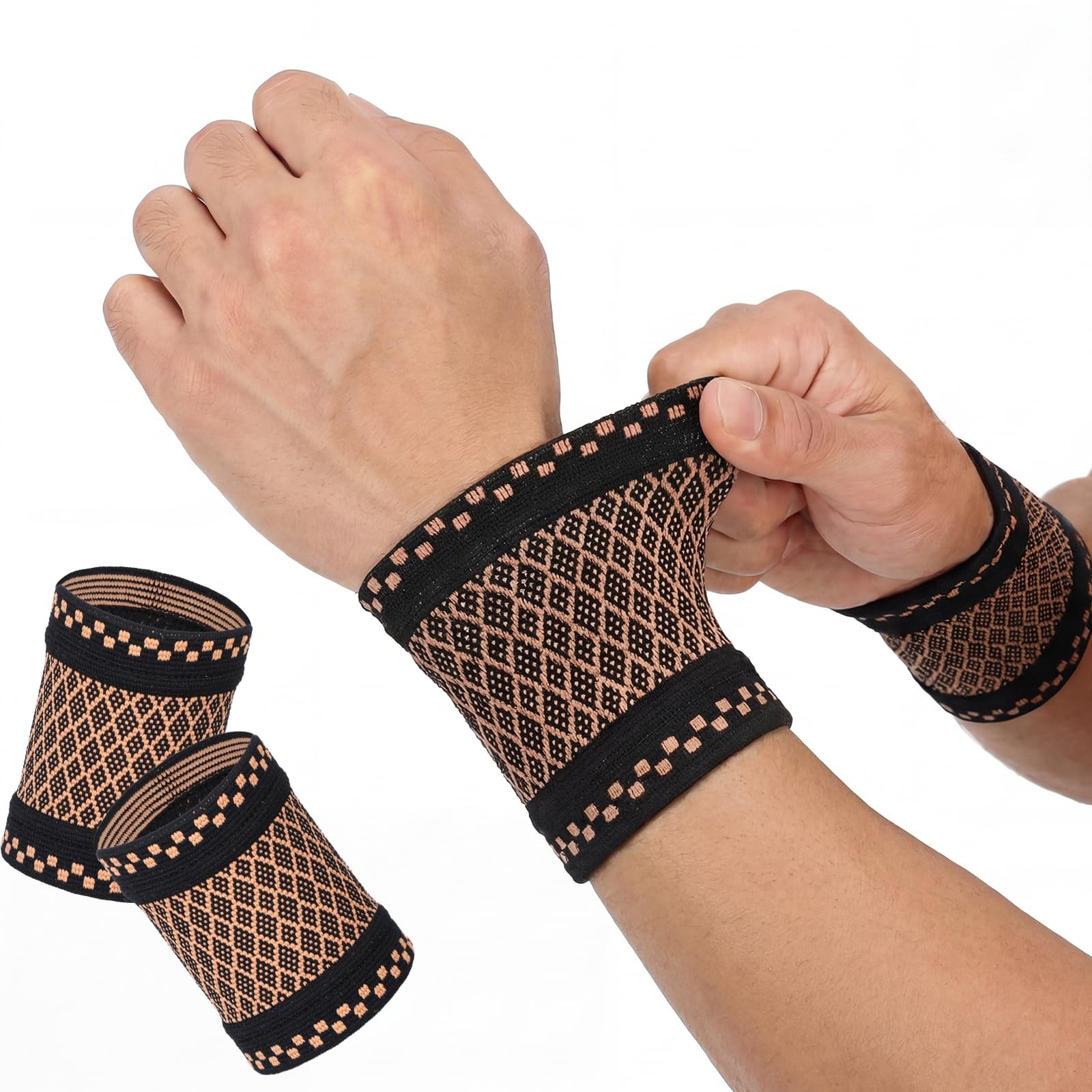 2 PCS Wrist Compression Brace Elastic Support Sleeve Soft Wrap Sport Medium