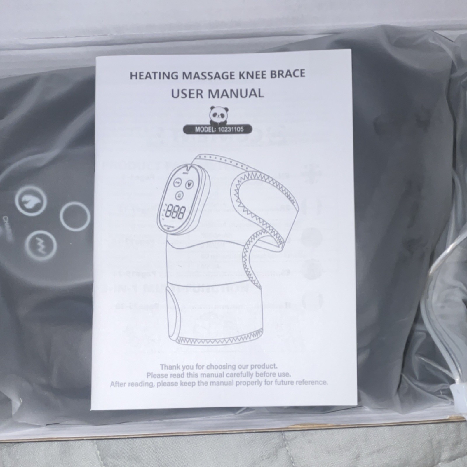 Heating Massage Knee Brace w/ Controller Adjustable Black Model 10231105