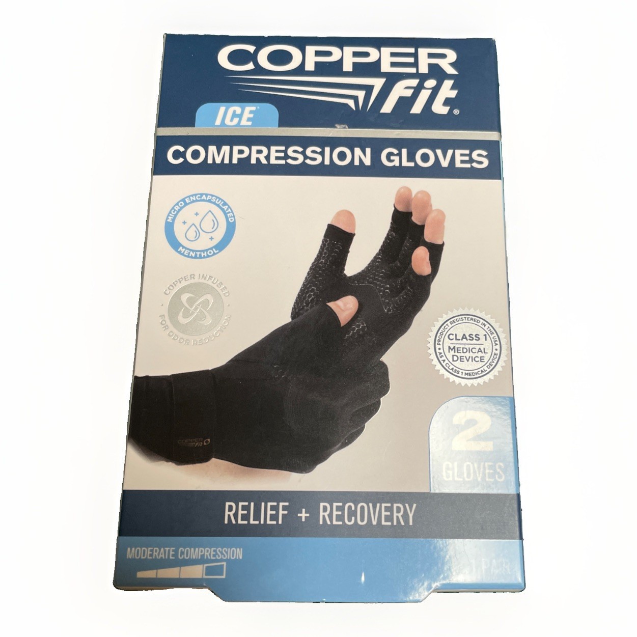 ICE Copper-Infused Compression Gloves with Menthol for Recovery – Black S/M