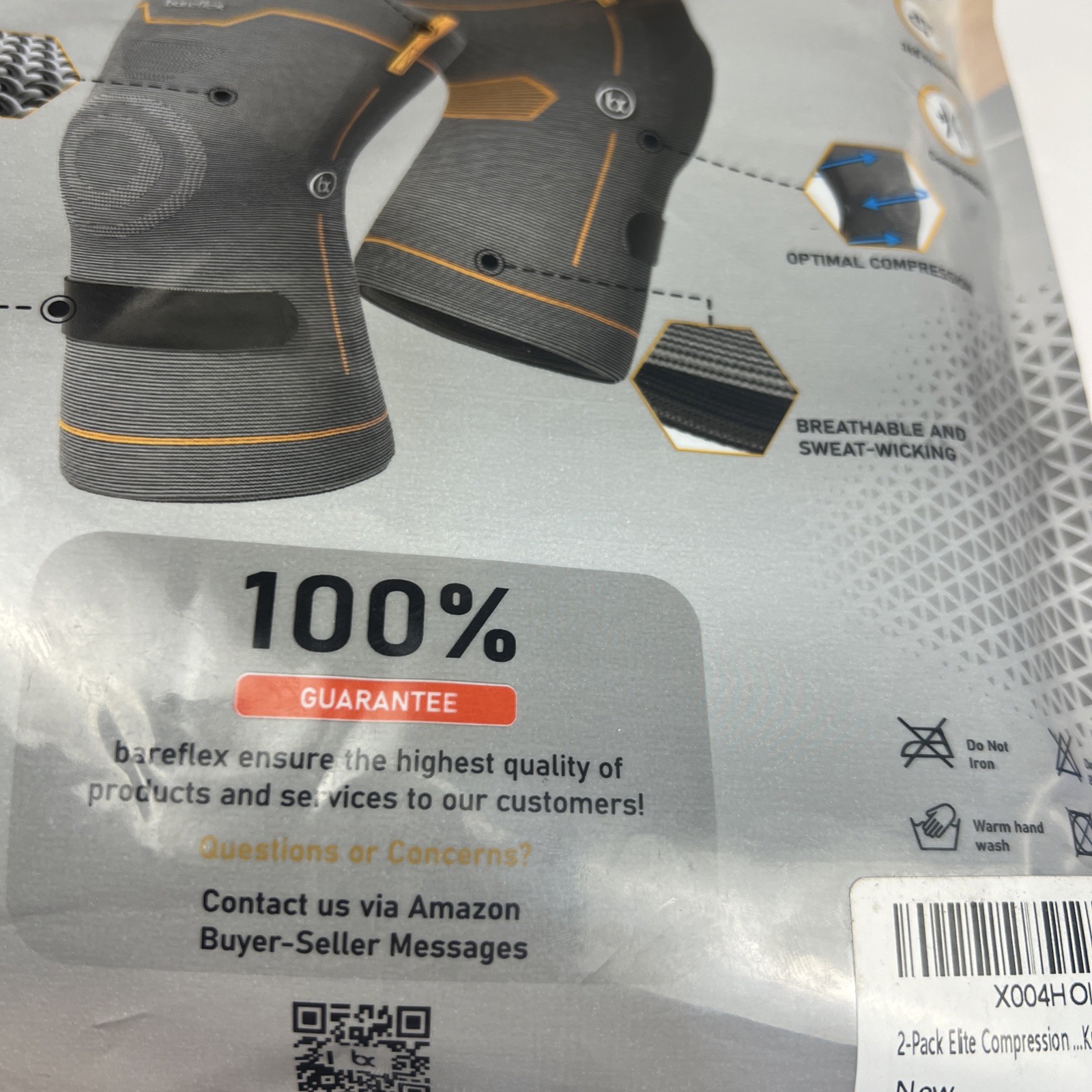 2 Knee Compression Suppott Sleeve Brace, Gray , Unisex L, Support Relief PAIR