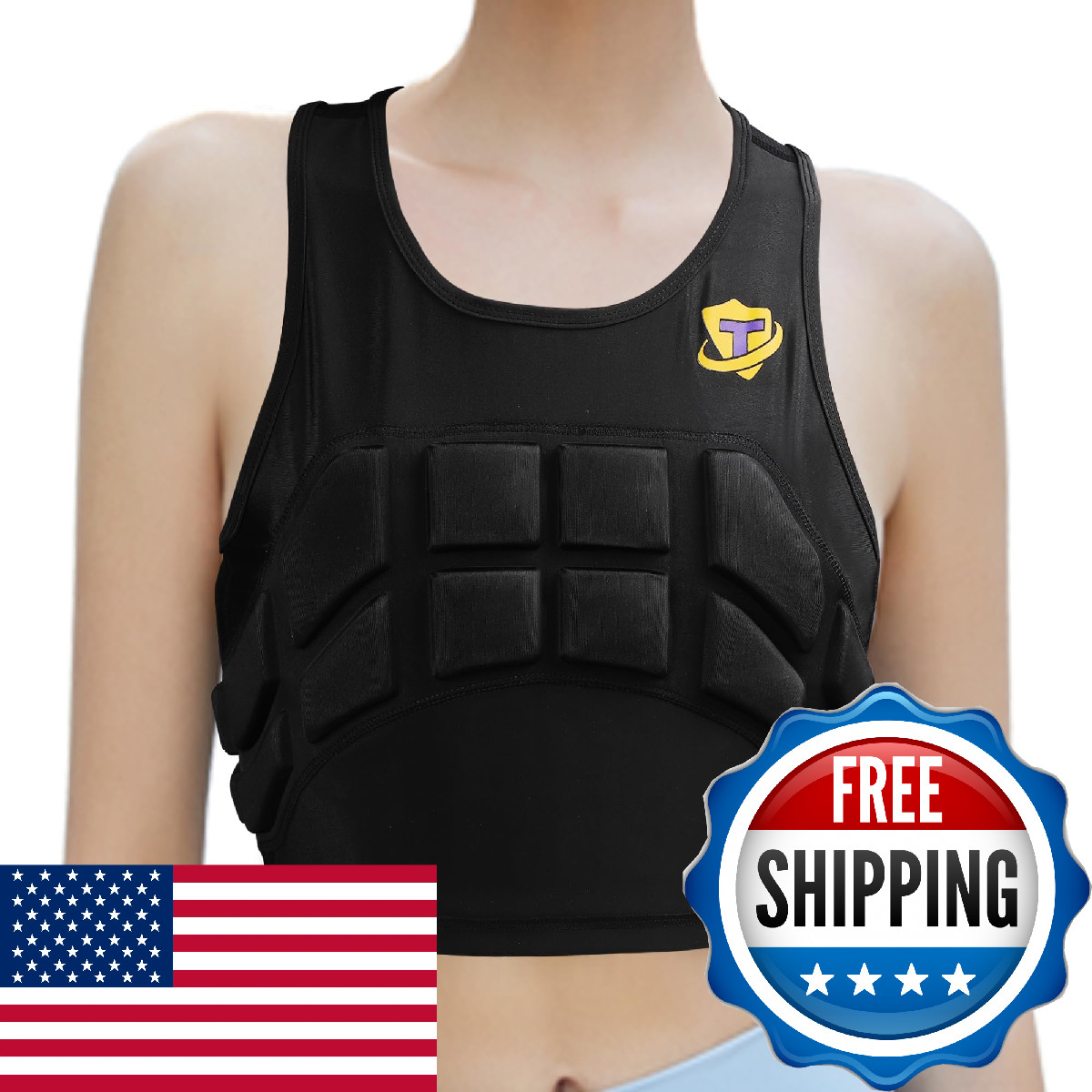 Dialudon Women’s Impact Chest Rib Protector Padded Compression Vest for Youth So
