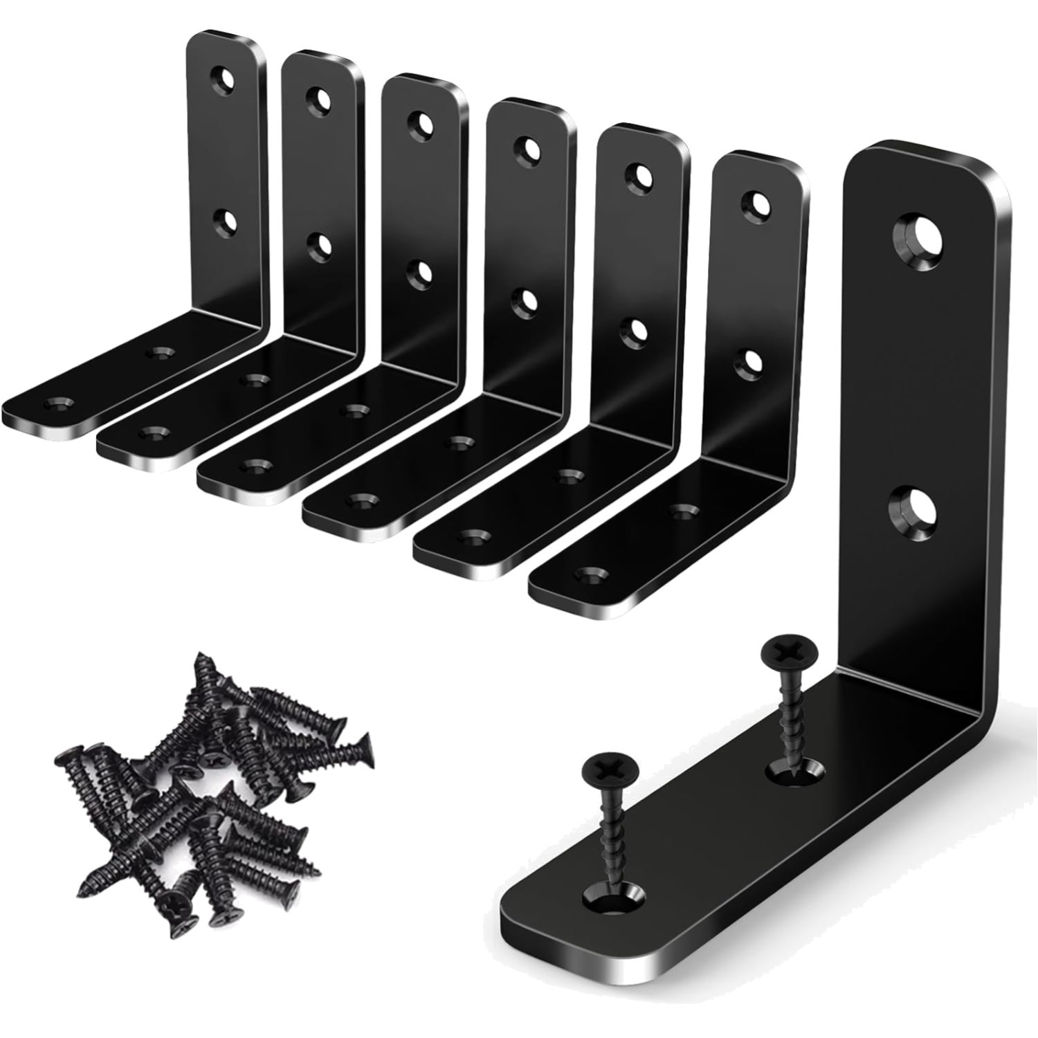 Yumore Heavy Duty 65mm L Corner Brace Set – 90° Stainless Steel Brackets, 6Pcs