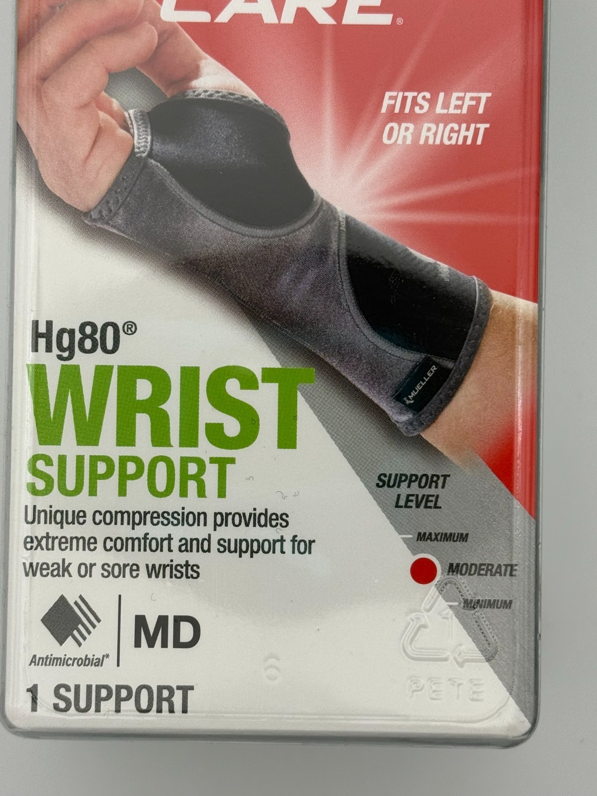 Mueller MLR Hg80 Wrist Support Brace Black Medium 7.5–8.5 in Compression