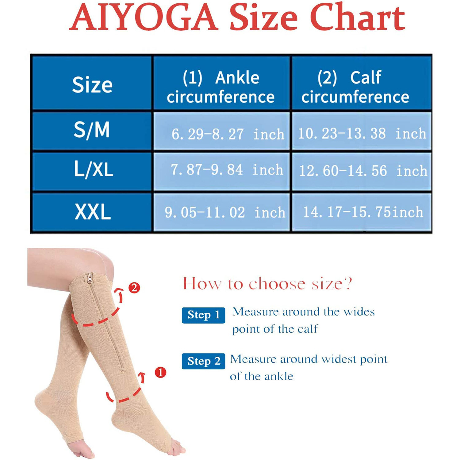 Compression Zip Up Socks Open-Toe Zipper Leg Support Unisex Socks Knee Stocking