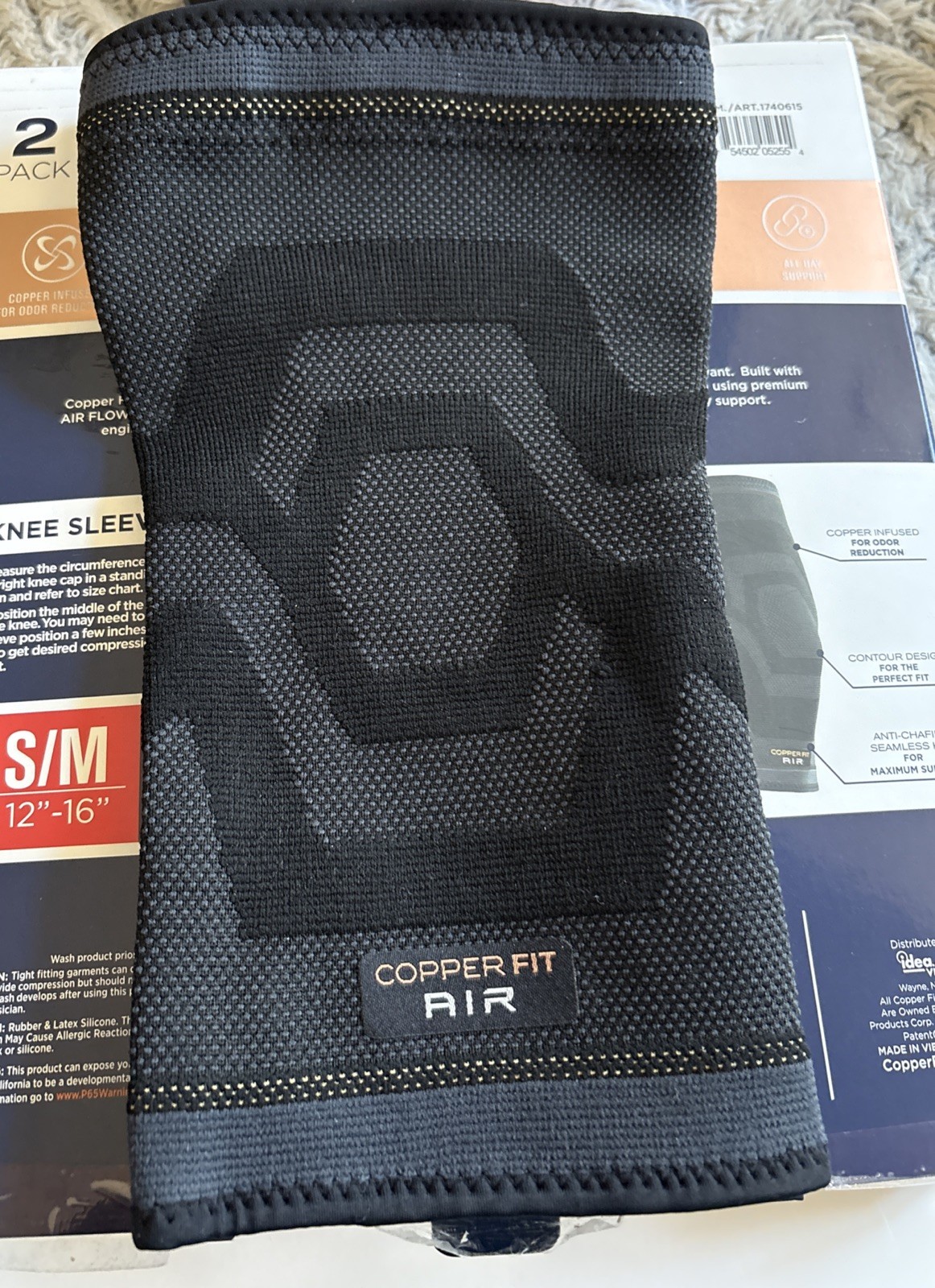 Copper Fit Elite Air Compression Knee Sleeve S/M 12″-16″ 2 Pack Black Open Box