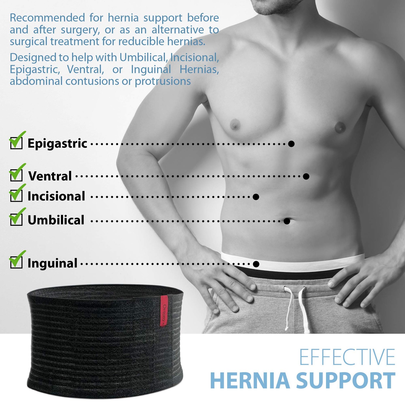 Umbilical Hernia Belt for Men and Women / 6.25″ Abdominal Binder With Hernia …