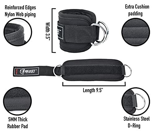 Padded Ankle Strap for Cable Machine – Adjustable Kickbacks, Glutes, Abs & Leg W
