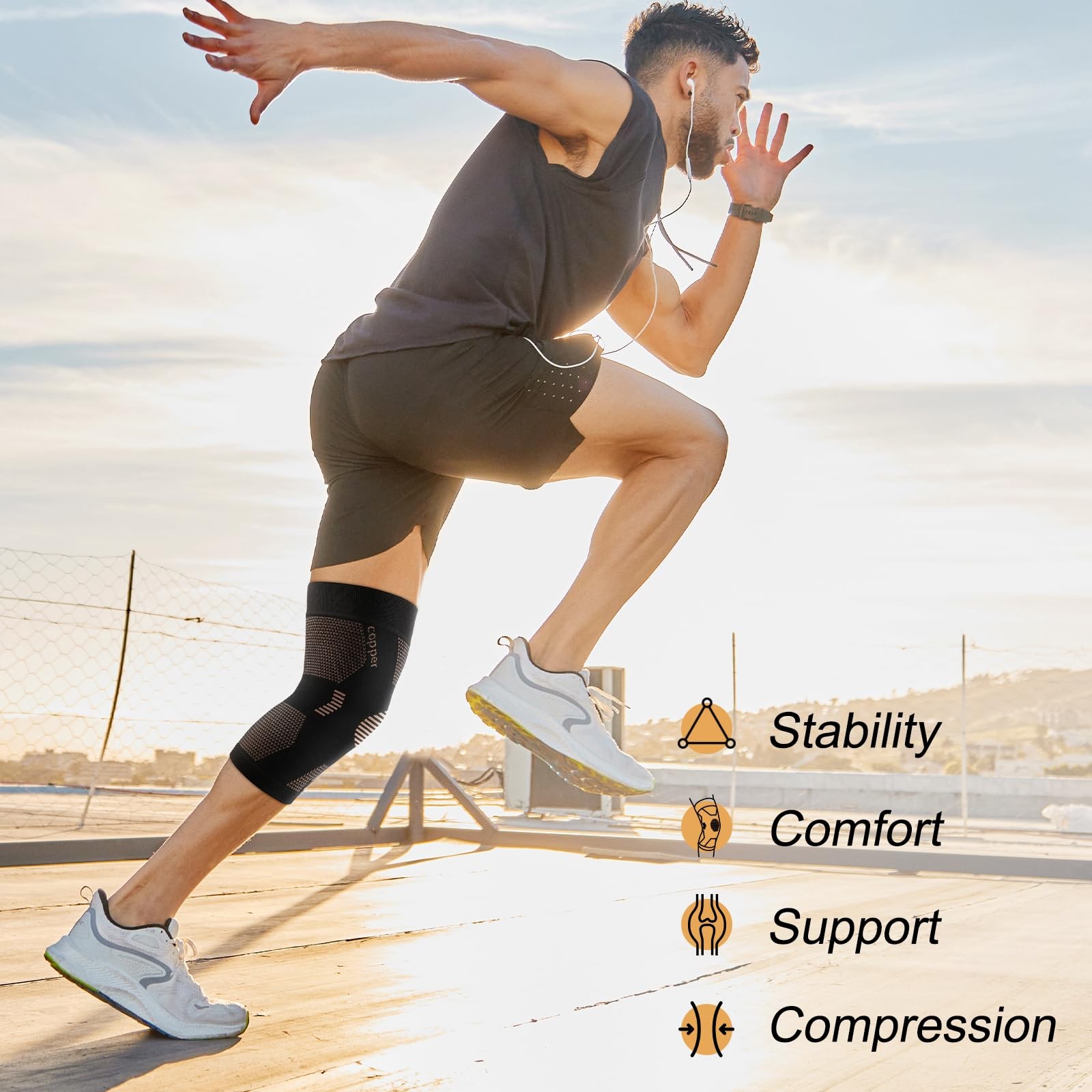 Copper Knee Brace for Women and Men, Knee Compression Sleeve for Knee Pain, A…
