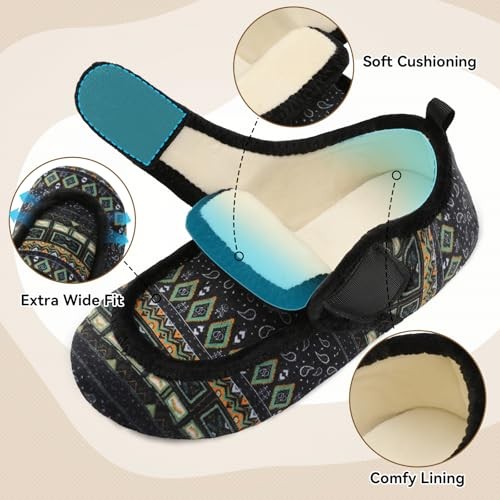 Womens Mens Slippers Diabetic House Slippers 7-7.5 Women/5.5-6 Men Blackboho