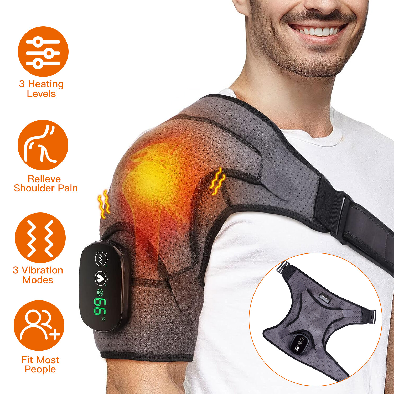 Cordless Heated Shoulder Support Pad with 3 Heat Levels for Left Right Shoulder