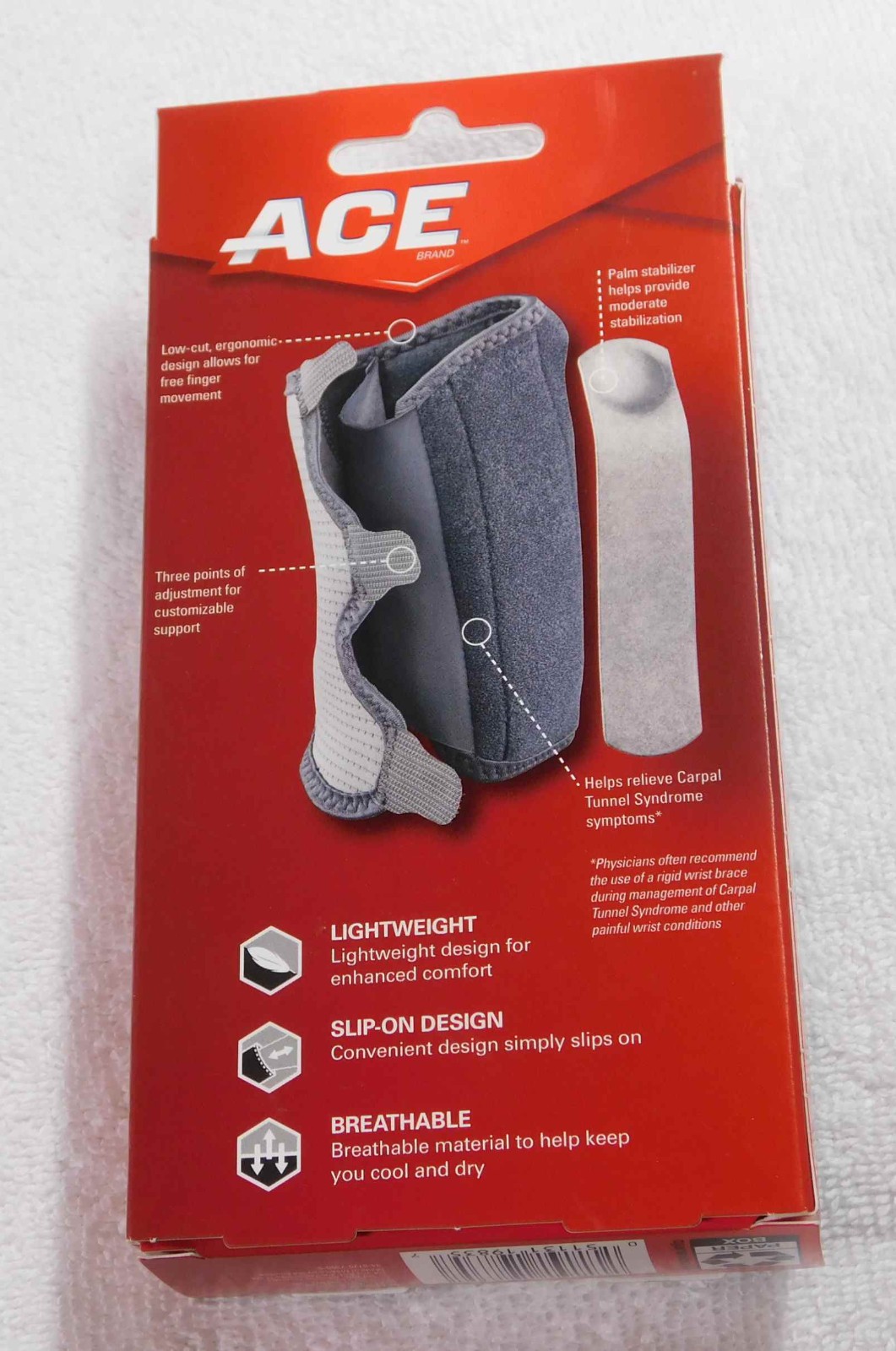 ACE Wrist Reversible Brace Adjustable NEW for Carpal Tunnel Symptoms
