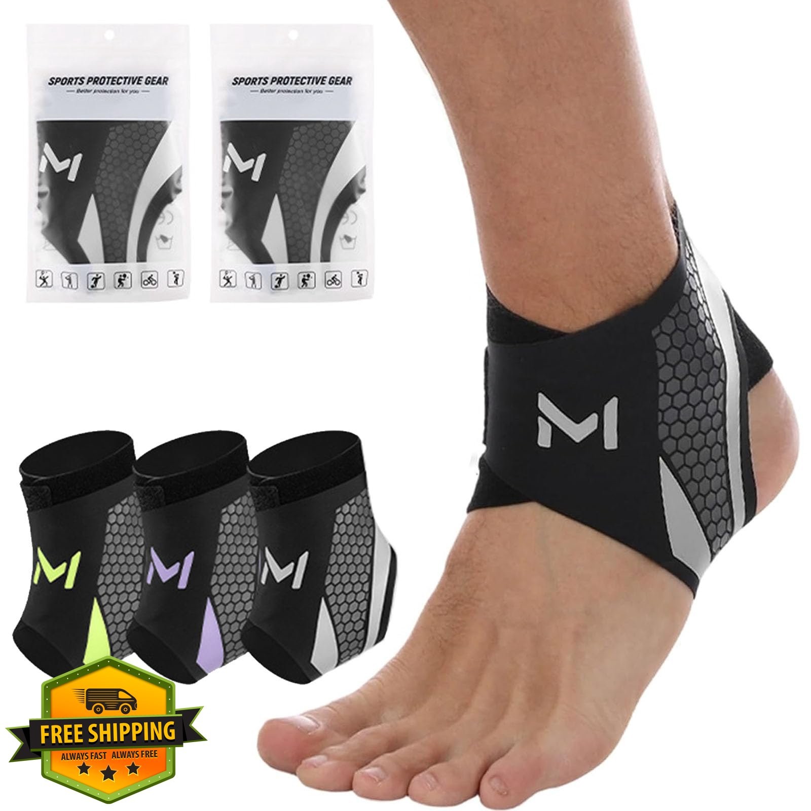 2 Pack Ankle Brace Lace Up Stabilizer Gray Men Women Support