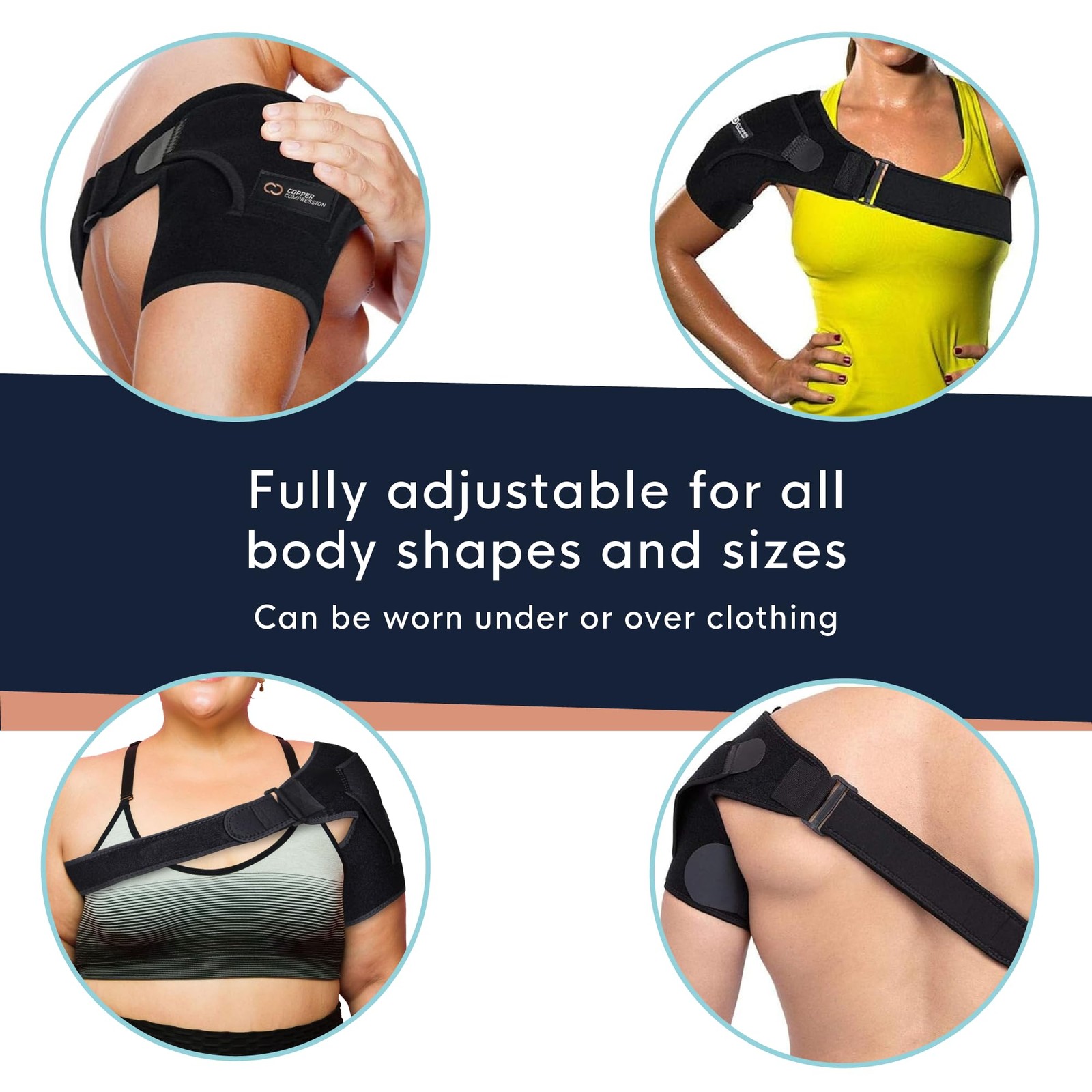 Copper Compression Recovery Shoulder Brace – Immobilizer Small-Medium, Black
