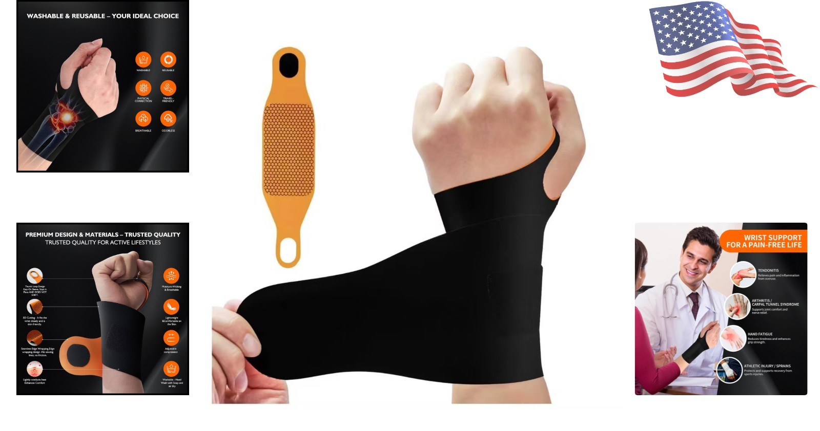 Adjustable Wrist Protector with Graphene Therapy for Pain Relief, Large