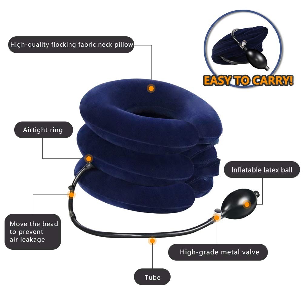 Cervical Neck Traction Device for Instant Pain 1 Count (Pack of 1), Blue