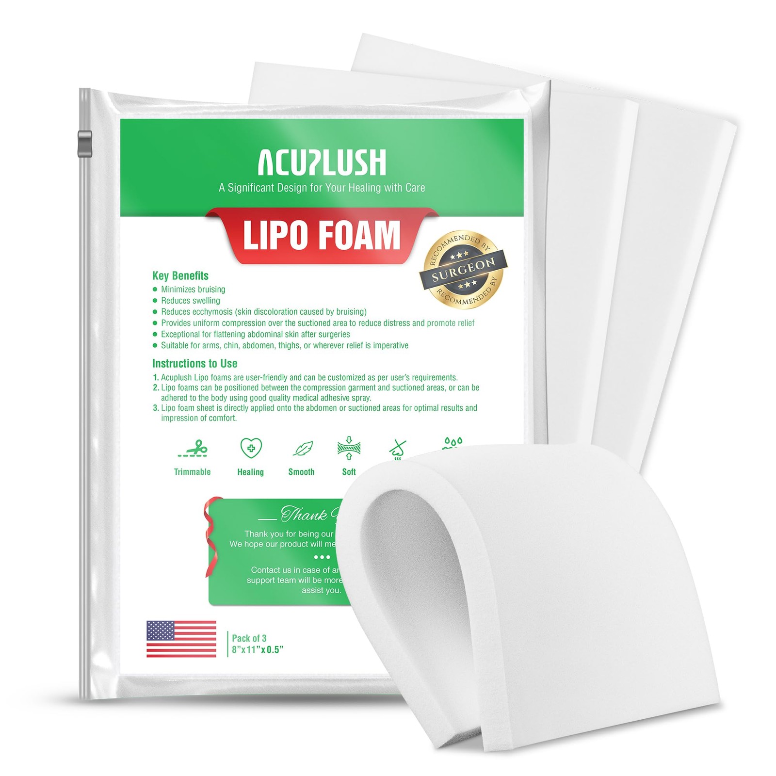 3 Pack Lipo Foam Pads – Post Surgery Ab Board for Liposuction Recovery, Flatt…